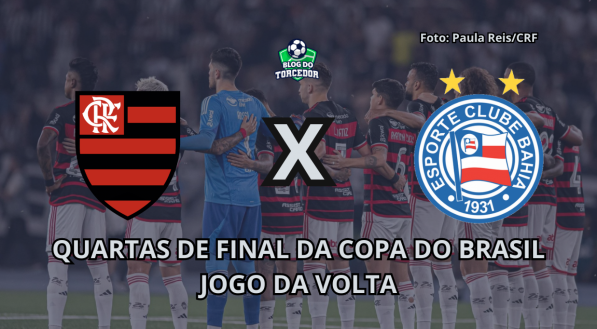 Imagem dos escudos de Flamengo e Bahia;