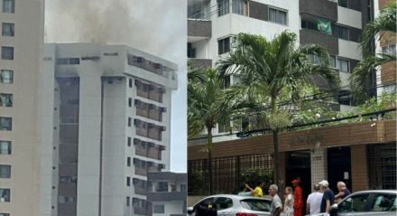 Incêndio aconteceu na manhã deste domingo (15) em edifício na Rua dos Navegantes, em Boa Viagem