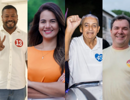 Vinícius Castello (PT) e Mirella Almeida, candidatos à prefeitura de Olinda; Ramos (PSDB) e Júnior Matuto (PSB), candidatos à prefeitura de Paulista