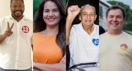 Vinícius Castello (PT) e Mirella Almeida, candidatos à prefeitura de Olinda; Ramos (PSDB) e Júnior Matuto (PSB), candidatos à prefeitura de Paulista