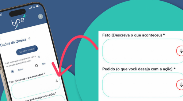 Imagem: página de registro de queixas no aplicativo TJPE+.