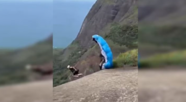 Imagens compartilhadas nas redes sociais mostram o momento da queda