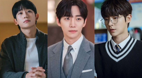 Imagem de uma montagem tripla com os atores que doramas que estarão no Brasil. Esquerda para direita: Jung Hae-in, Lee Junho, Hwang In-Yeop.