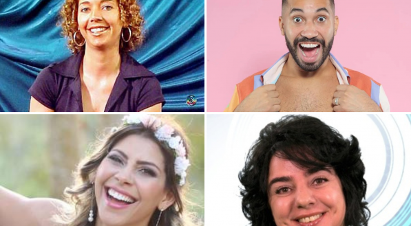 Imagem com dos ex-participantes do BBB: Tarciana de Lima Mafra (BBB 2), Karla Patrícia (BBB 5), Mariza Moreira (BBB 15) e Gil do Vigor (BBB 21).