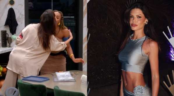 Montagem de momento entre Vitória Strada e Aline no BBB 25