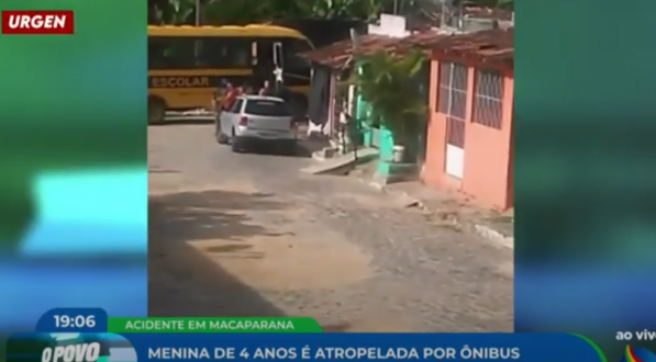 Imagem de ônibus escolar que atropelou criança em Macaparana