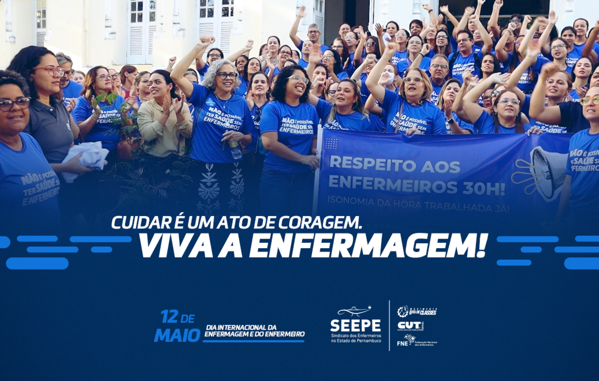 No Dia da Enfermagem, o Sindicato dos Enfermeiros do Estado de Pernambuco (SEEPE) presta uma homenagem sincera e emocionada a todos os profissionais da enfermagem. Divulgação/SEEPE