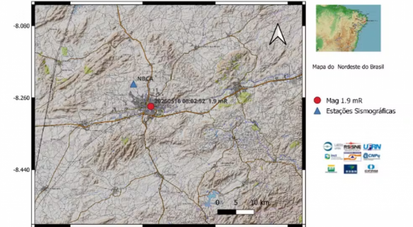 Imagem de tremor registrado em Caruaru