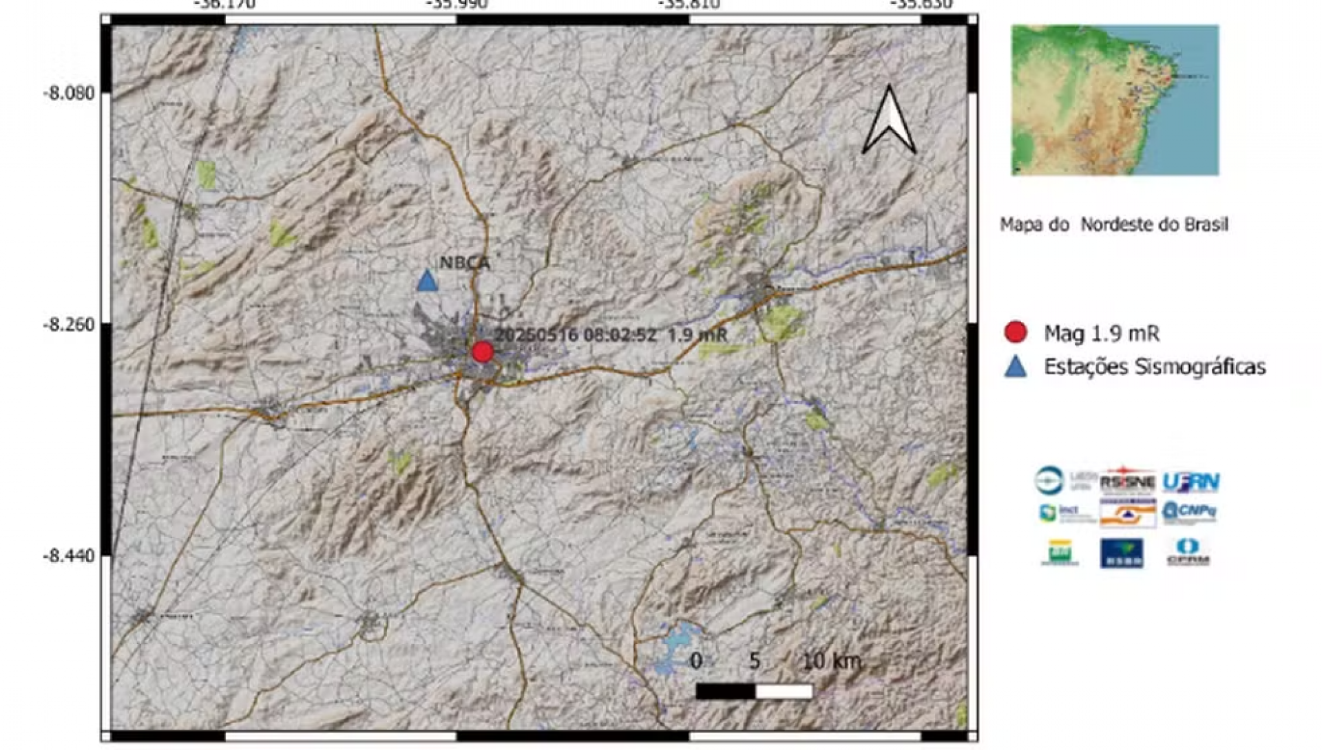 Imagem de tremor registrado em Caruaru