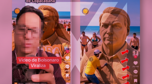 Foram feitos com IA vídeos que estão viralizando nas redes sociais mostrando uma escultura de areia do ex-presidente Jair Bolsonaro
