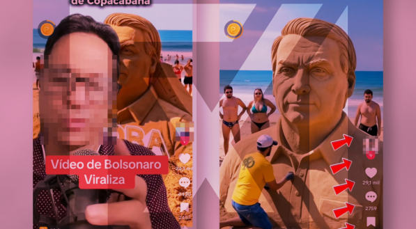 Vídeos virais de escultura de areia de Bolsonaro foram gerados com IA