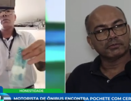 Motorista de ônibus encontra pochete com mil reais em dinheiro e devolve ao dono