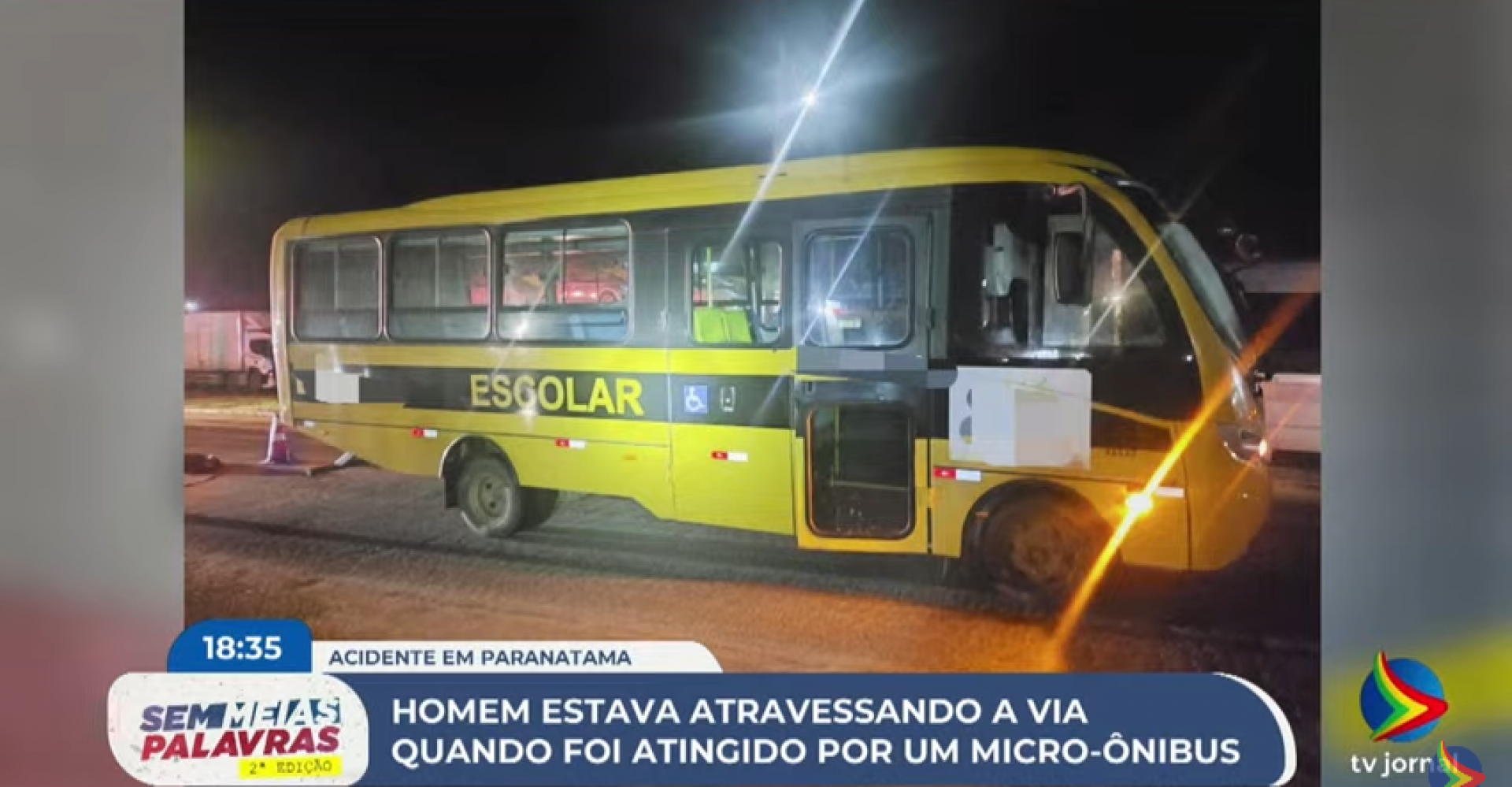 Imagem de ônibus escolar que teria atropelado um homem em Paranatama