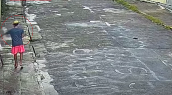 Câmeras de segurança da rua flagraram a ação