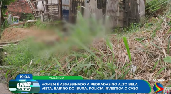 Imagem de local onde homem foi assassinado a pedradas no Ibura