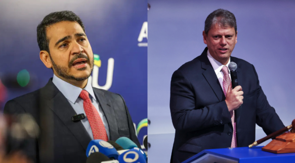 Ministro da Advocacia-Geral da União, Jorge Messias, e o governador de São Paulo, Tarcísio de Freitas (Republicanos)