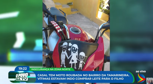 Imagem de moto roubada durante assalto na Tamarineira