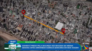 Imagem de distância entre agêcias bancárias que suspeito invadiu em Boa Viagem