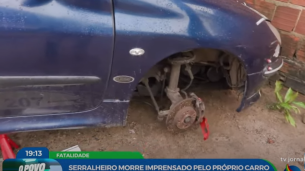 Imagem de carro que caiu sobre serralheiro na Guabiraba