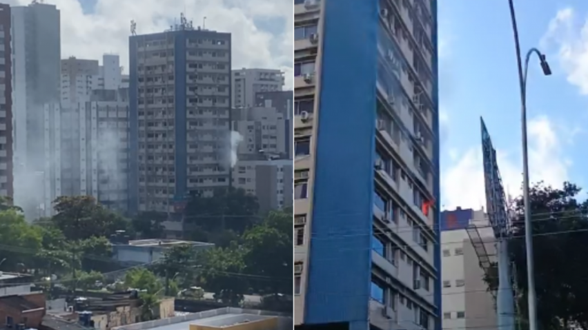 Equipes do Corpo de Bombeiros foram deslocadas para o pr&eacute;dio