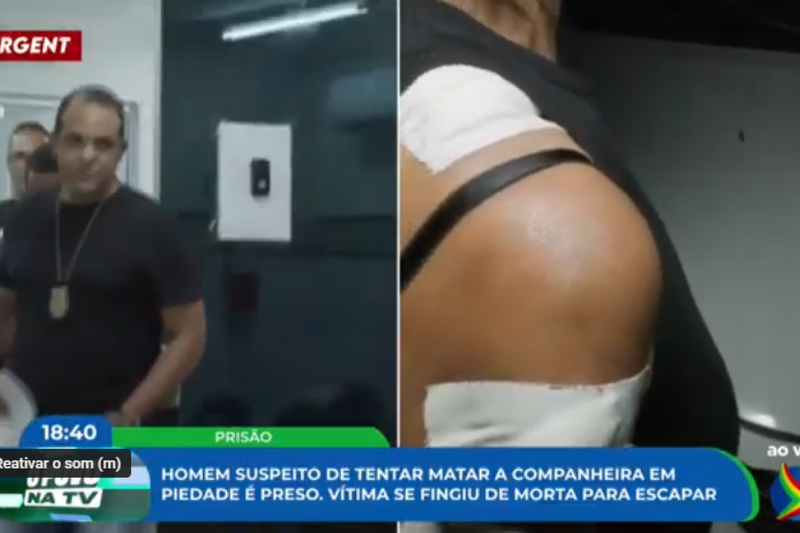 Imagem de mulher com curativos nos golpes de faca após tentativa de feminicídio em Piedade