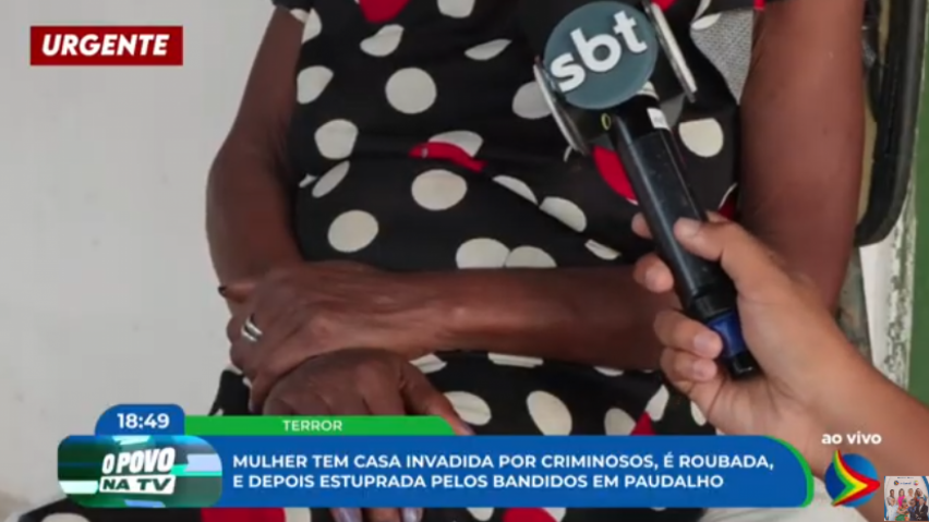Imagem de idosa vítima de roubos e violências sexuais e físicas em Paudalho