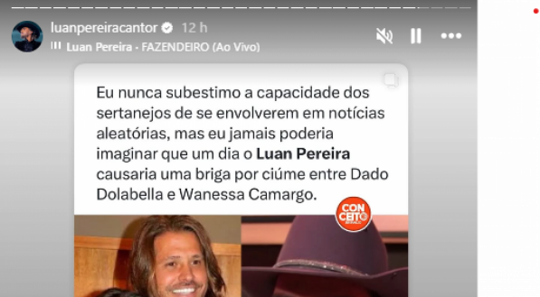Imagem dos stories de Luan Pereira