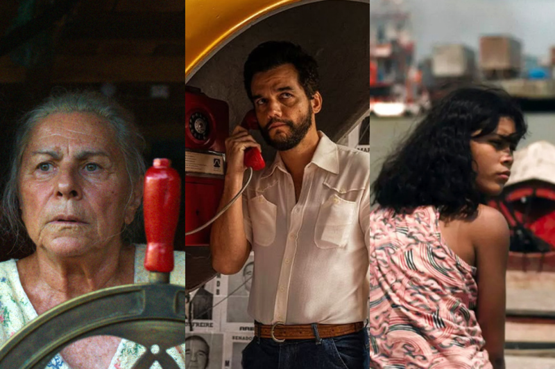Cenas dos filmes "O Último Azul", "O Agente Secreto" e "Manas"