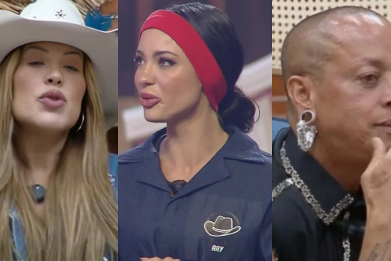 Renata Muller, Rayane Figliuzi e Walério Araújo em A Fazenda 17