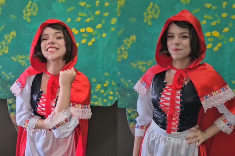 Imagem de divulgação do espetáculo Chapeuzinho de Neve Adormecida,