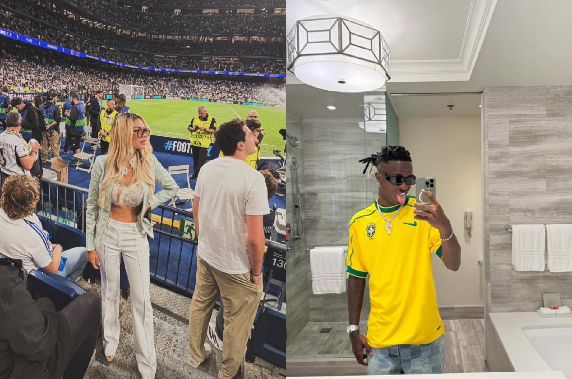 Modelo provoca Vini Jr. e Virginia com indiretas e fotos no estádio do Real Madrid