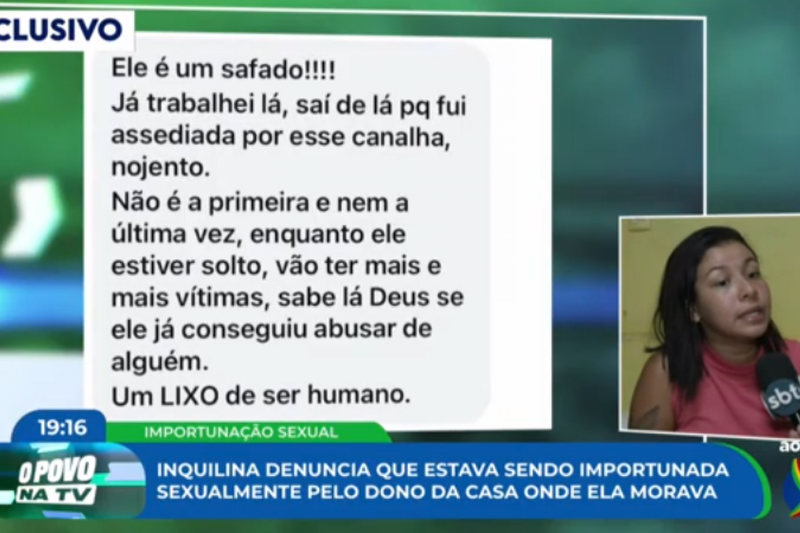 Imagem de mensagem enviada à vítima de assédio, contando que o homem já havia importunado outras mulheres