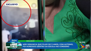 Imagem de avó falando sobre violência contra criança autista em escola estadual