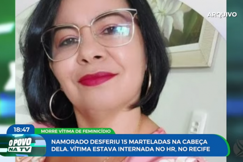 Imagem de vítima de feminicídio; mulher golpeada com martelo na cabeça