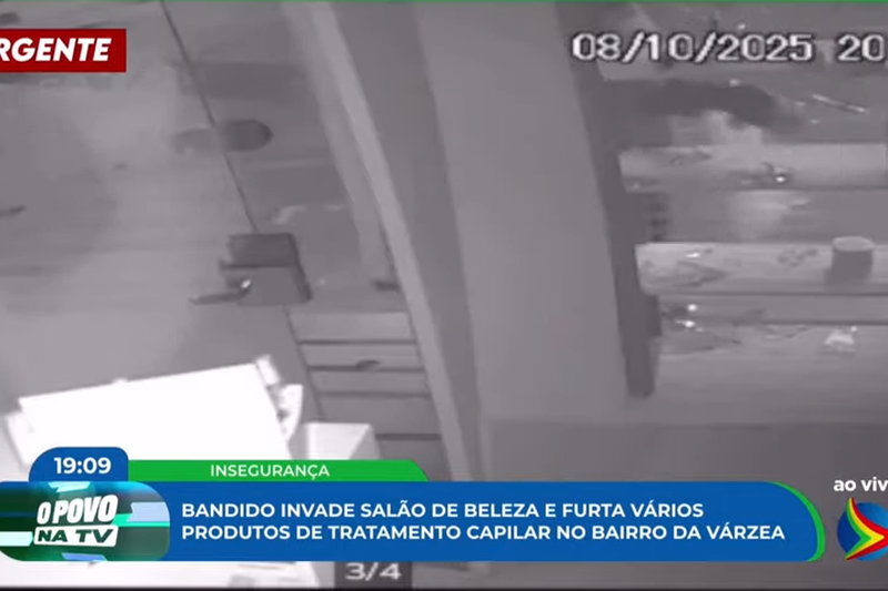 Imagem de homem roubando produtos de salão de beleza na Várzea