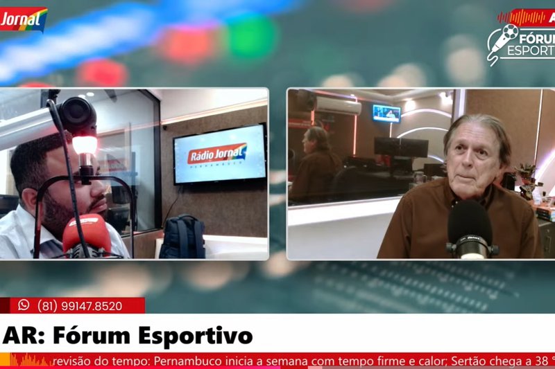 Imagem da entrevista do ex-presidente do Sport, Luciano Bivar, ao Fórum Esportivo, da Rádio Jornal