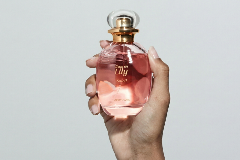 Imagem de perfume "L'eau Lily Soleil", do Boticário. 
