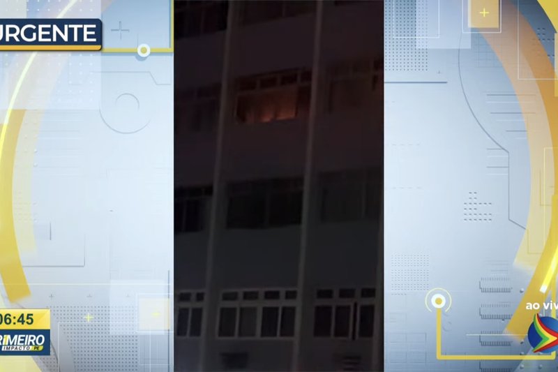 O incêndio começou na madrugada e atingiu um dos apartamentos do Edifício Transatlântico