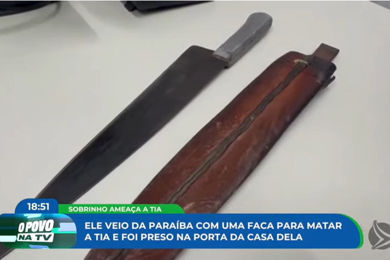 Imagem de faca utilizada para ameaçar tia