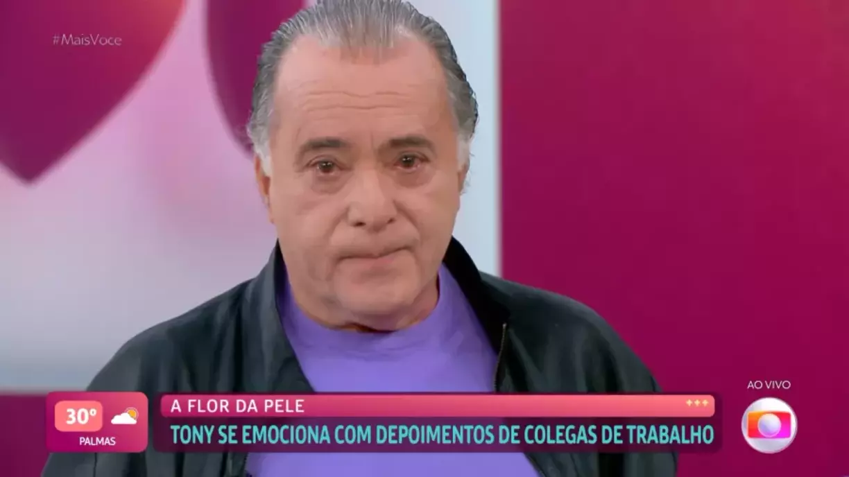 TELEVISÃO Tony Ramos chora durante participação no 'Mais Você', da TV Globo