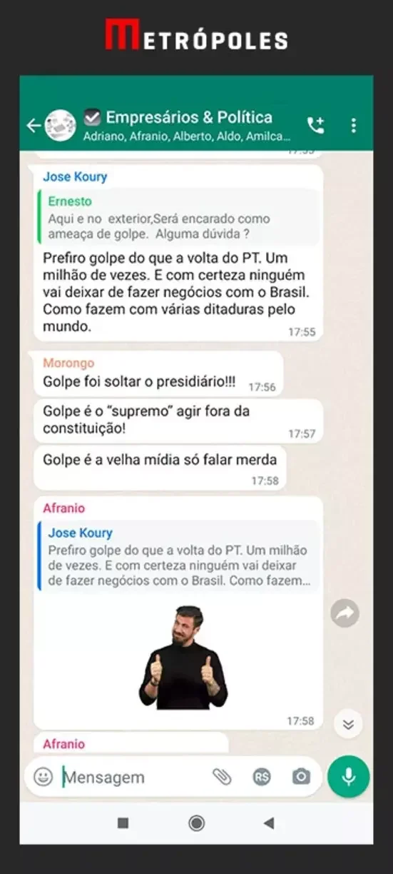 CPMI mira empresários que defenderam golpe no WhatsApp