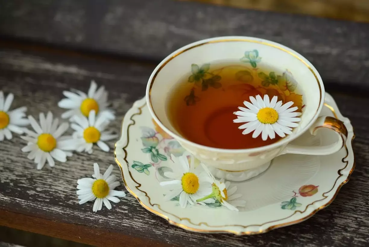 O chá de camomila possui nutrientes que ajudam a aliviar as cólicas menstruais