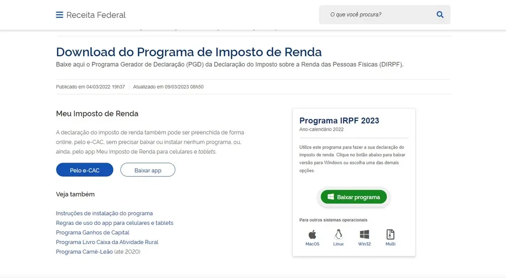 Imposto De Renda Como Baixar O Programa Do Irpf