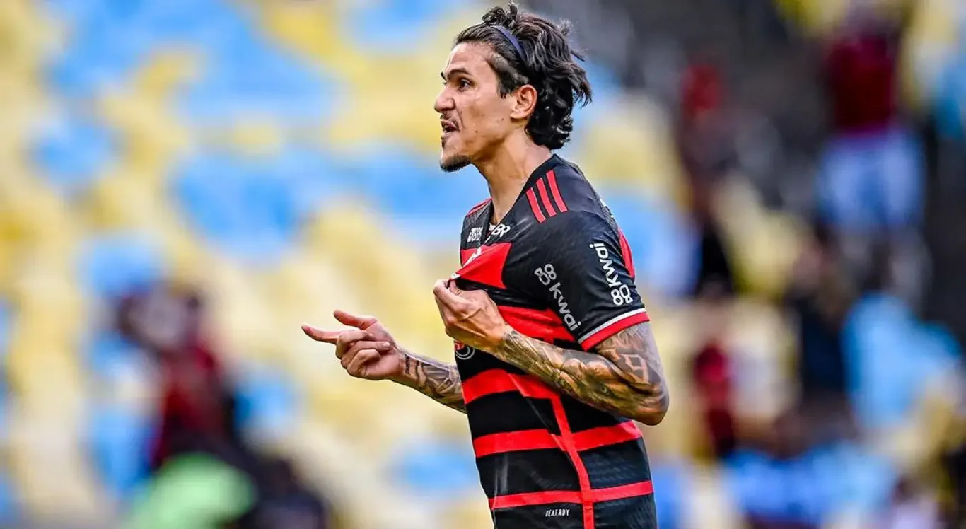 Imagem do atacante Pedro, do Flamengo, que conquistou a classificação para as oitavas de final da Copa do Brasil