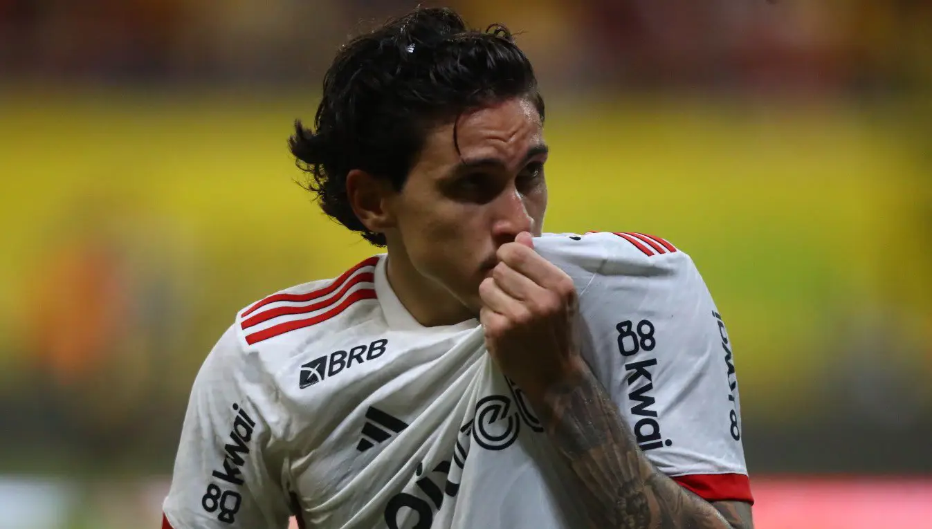 Imagem do atacante Pedro, que marcou o gol do Flamengo sobre o Amazonas pela Copa do Brasil