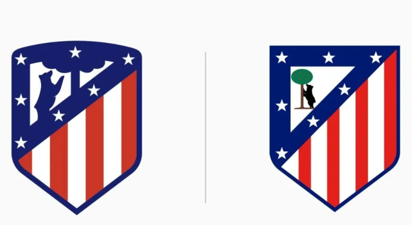 Escudo atual na esquerda e escudo antigo (que será atual a partir da temporada 24/25) na direita