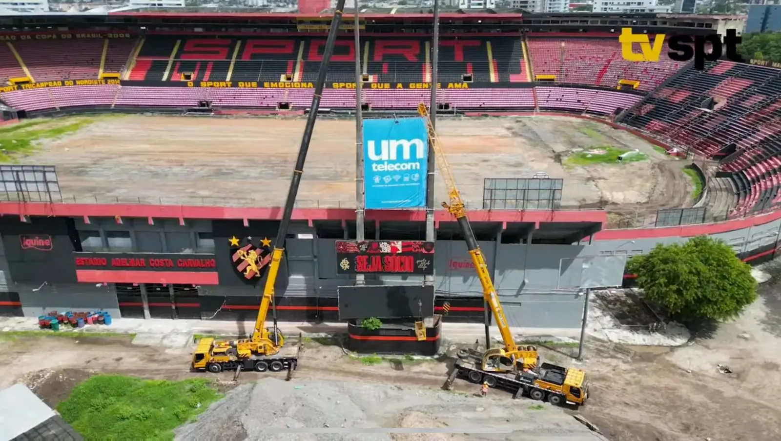 Imagem da reforma da Ilha do Retiro, que o Sport pretende "voltar para casa" em setembro