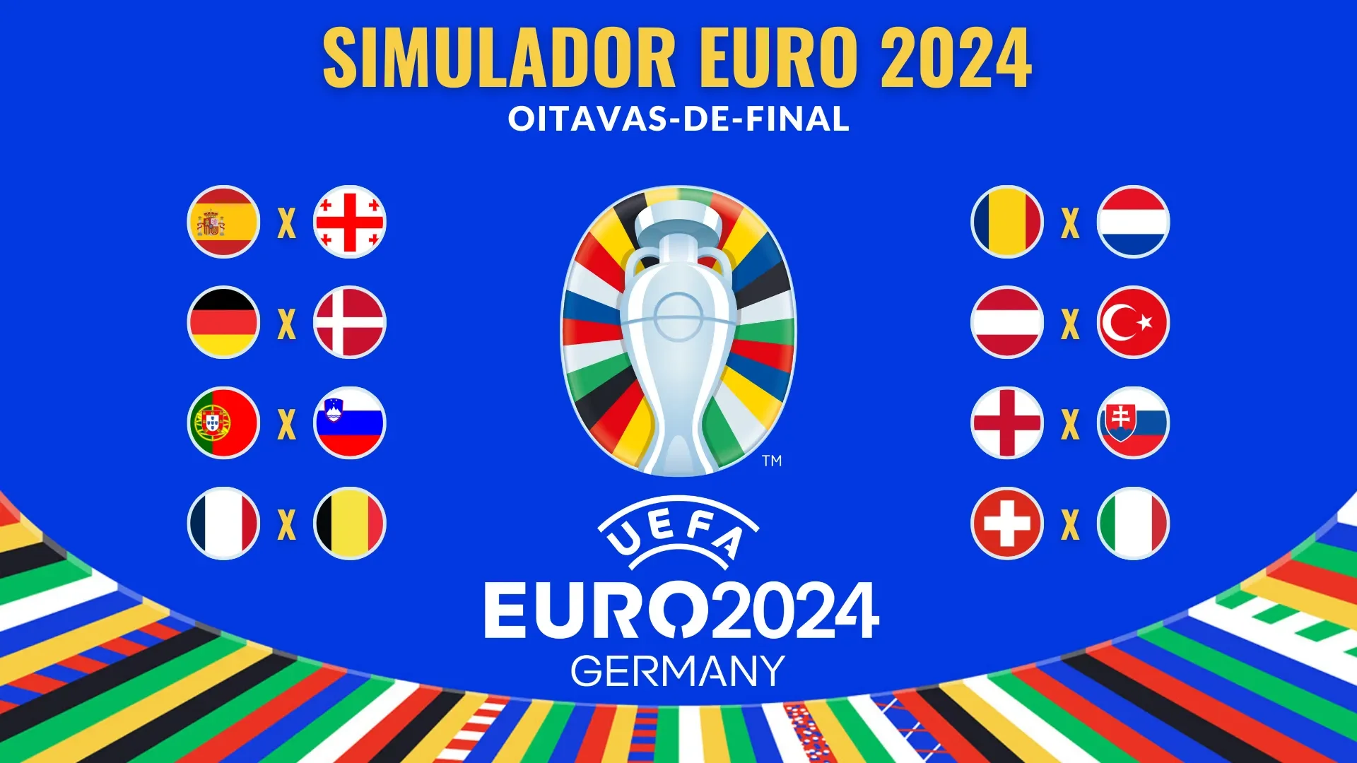 Simule todos os jogos do mata-mata da Euro 2024