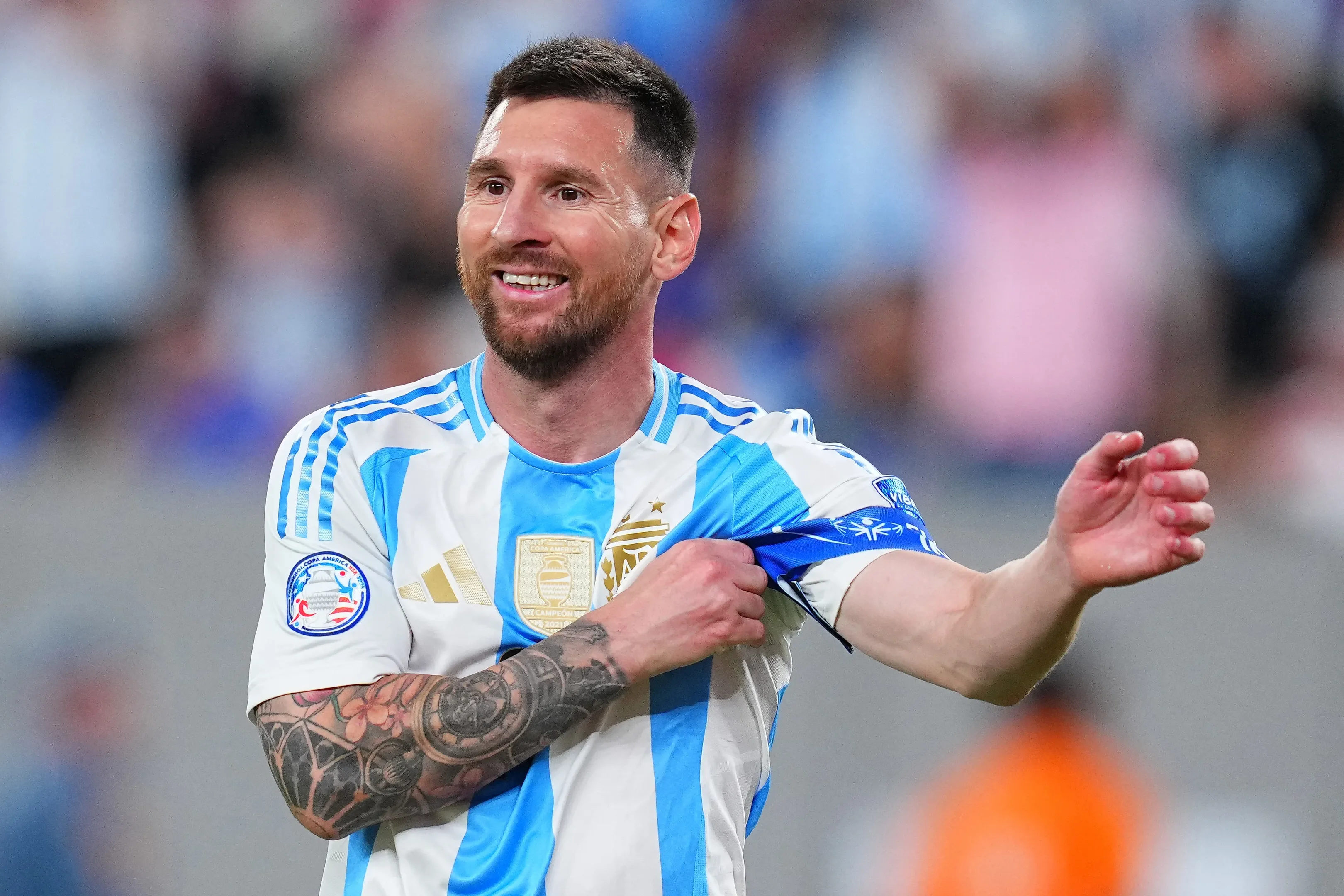 Lionel Messi, atacante e capit&atilde;o da Argentina contra o Canad&aacute; pela Copa Am&eacute;rica