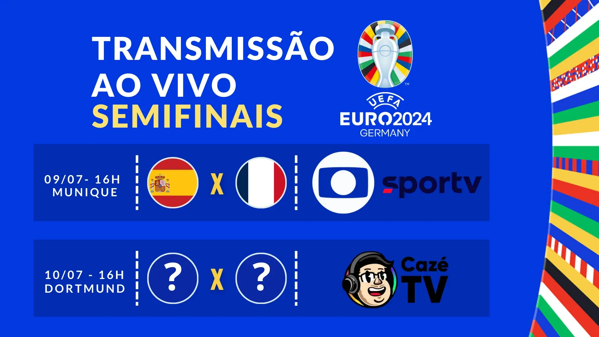 Grade de transmissão dos jogos da semifinal da Euro 2024